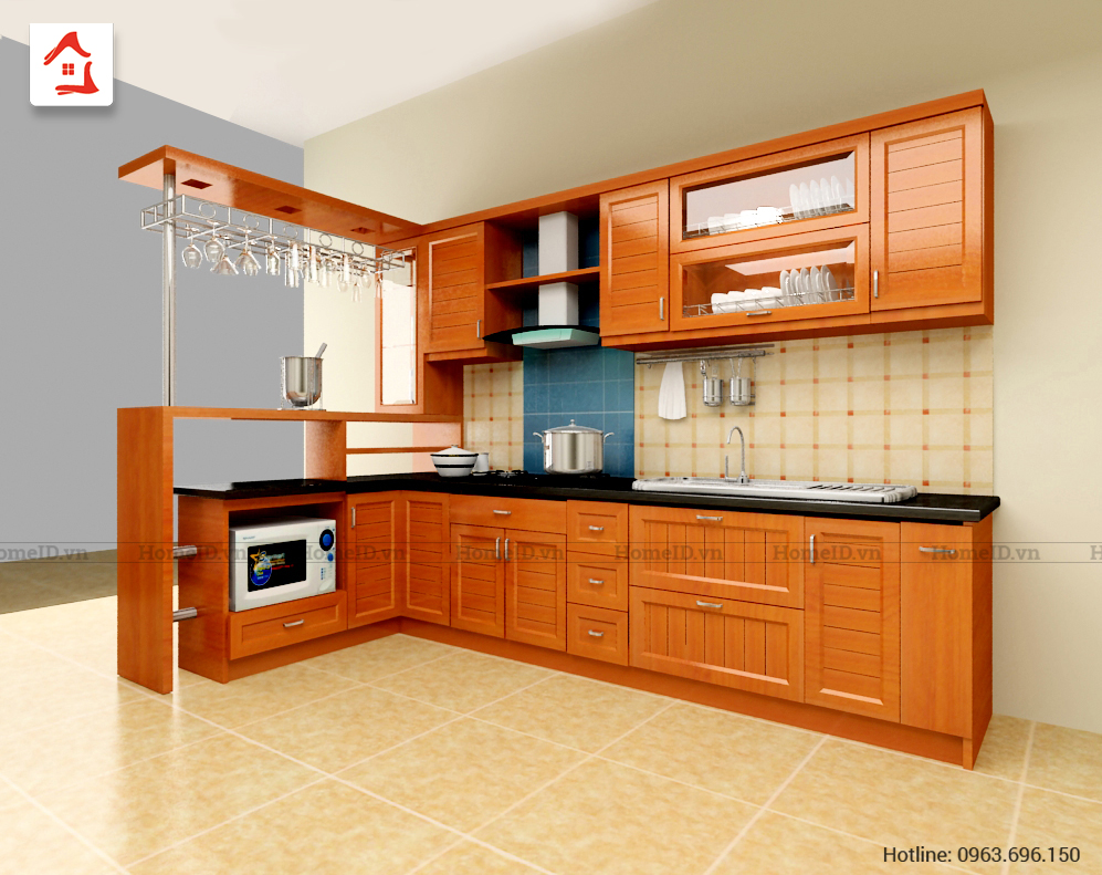 Tủ bếp có quầy bar sang trong - Nội thất phòng ăn và bếp | HomeID
